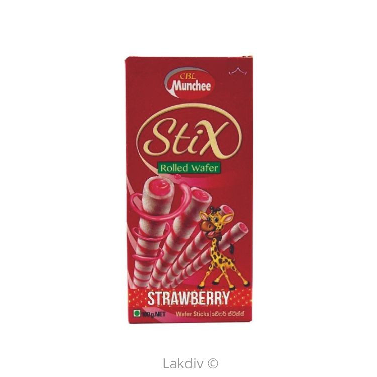 Munchee Stix Rolled Wafer Strawberry 100g - Lakdiv